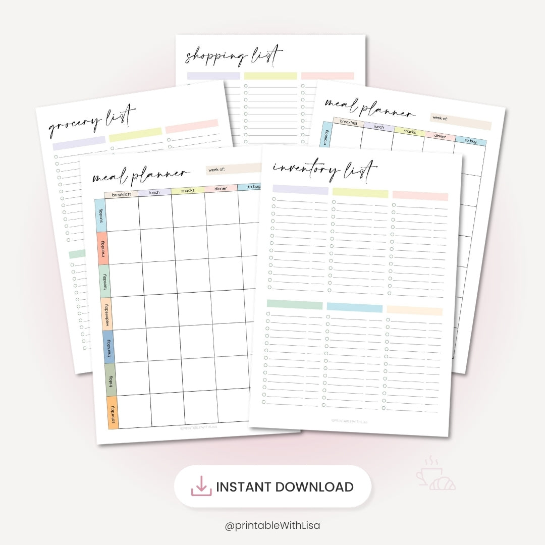 Meal Planner Printable, Meal Tracker, Food Journal
