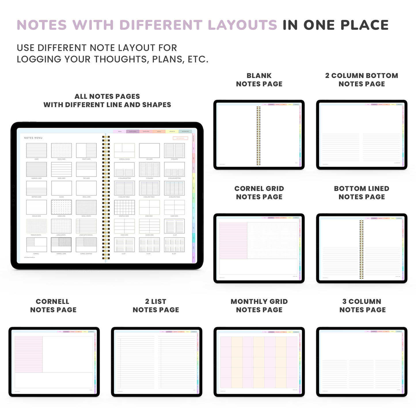 Digital Planner, Goodnotes Planner, iPad Planner, Notability Planner, Dated Digital Planner, 2023 2024 Undated Planner - RAINBOW