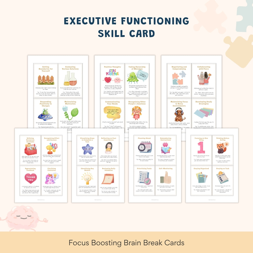 ADHD Executive Functioning Worksheet Bundle for Kids & Teens | Emotional Regulation, Time Management & Focus Tools (130+ Pages)