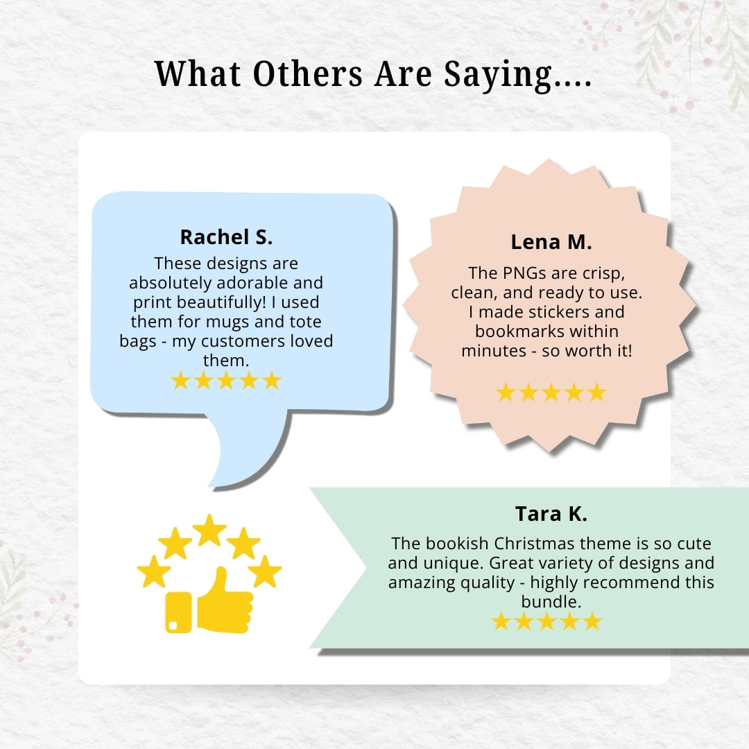 Christmas Bookish PNG Bundle – Cozy Book Lover Clipart Set