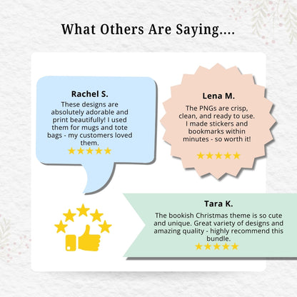 Christmas Bookish PNG Bundle – Cozy Book Lover Clipart Set