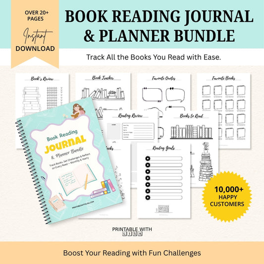 Book Reading Journal & Planner Bundle – Track, Reflect & Stay Inspired