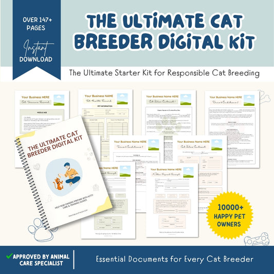 The Ultimate Cat Breeder Digital Kit | 147+ Editable Pages | Sales Contracts, Health Records, Certificates & More