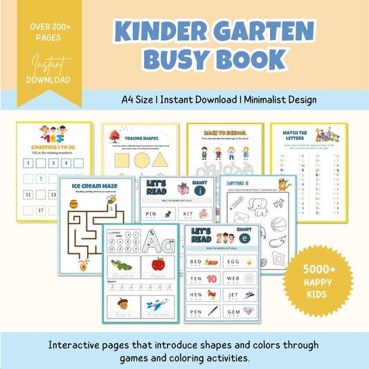 HOMESCHOOLING Kindergarten Busy Book, 90% Off! | 200+ Preschool & Toddler Worksheets | Kindergarten Curriculum | Level 1 - Pre-K Printables | Toddler Activity Book