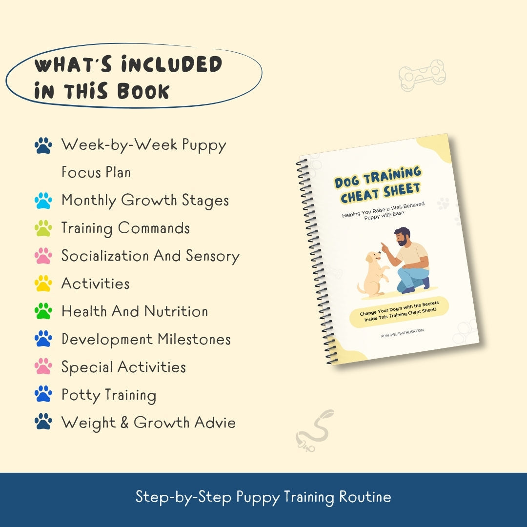 Dog Training Cheat Sheet – Printable Puppy Training Plan & Command Guide