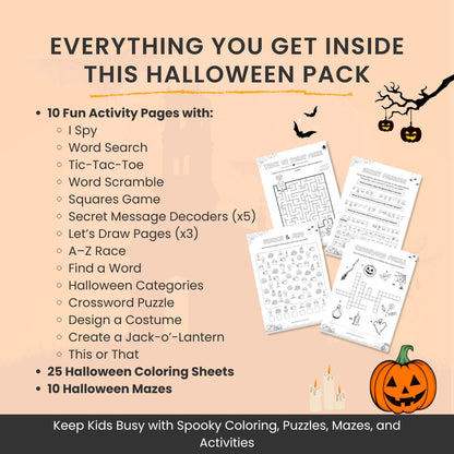 Halloween Activity & Coloring Bundle for Kids – 55+ Fun Learning Pages