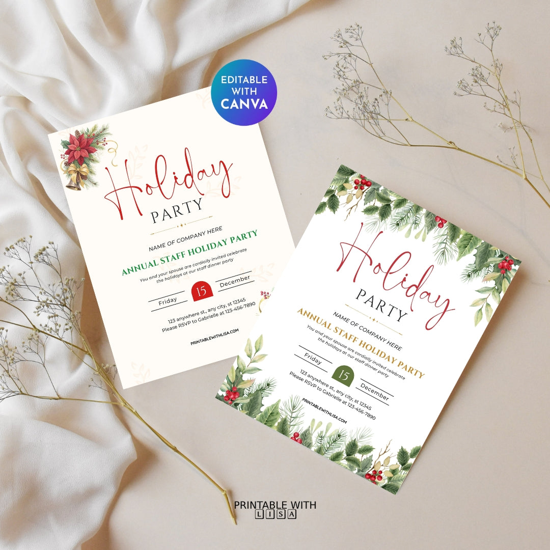 Holiday Party Invitation – Elegant Annual Staff Holiday Party Template