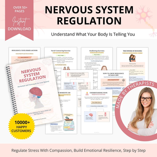 Nervous System Regulation Workbook, Somatic Exercise Polyvagal Theory Ladder Vagus Vagal Nerve Therapy Techniques Worksheets Co-regulation