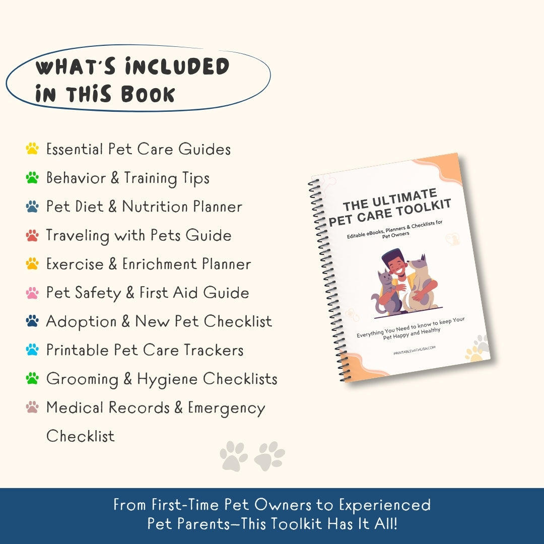 The Ultimate Pet Care Toolkit – 150+ Pages of Editable Planners, Guides & Checklists