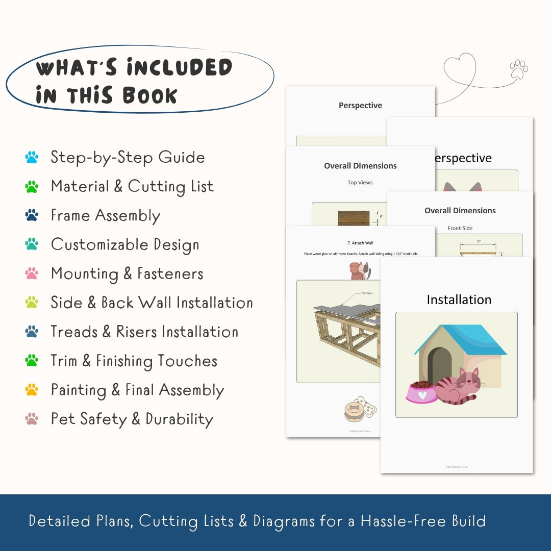DIY Pet Stairs & Steps Blueprint | 37+ Page Build Guide | Step-by-Step Plans for Dogs & Cats