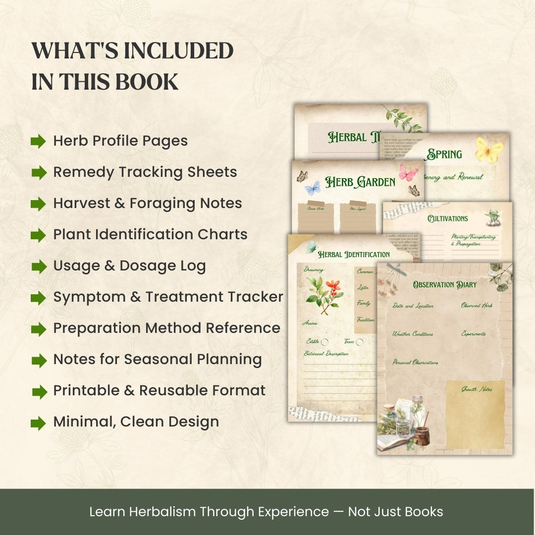 Herbal Healing & Plant Study Workbook – Track Plants, Heal Naturally, Grow Mindfully