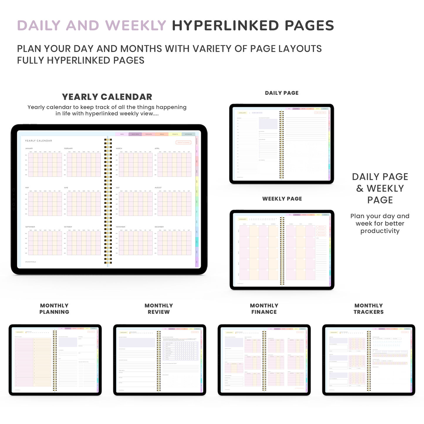 Digital Planner, Goodnotes Planner, iPad Planner, Notability Planner, Dated Digital Planner, 2023 2024 Undated Planner - RAINBOW