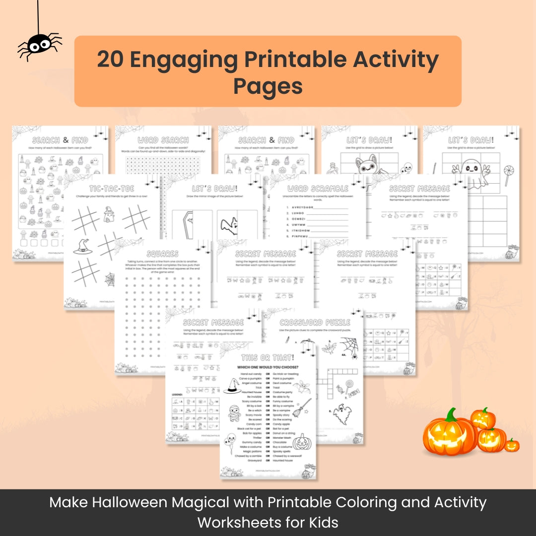 Halloween Activity & Coloring Bundle for Kids – 55+ Fun Learning Pages