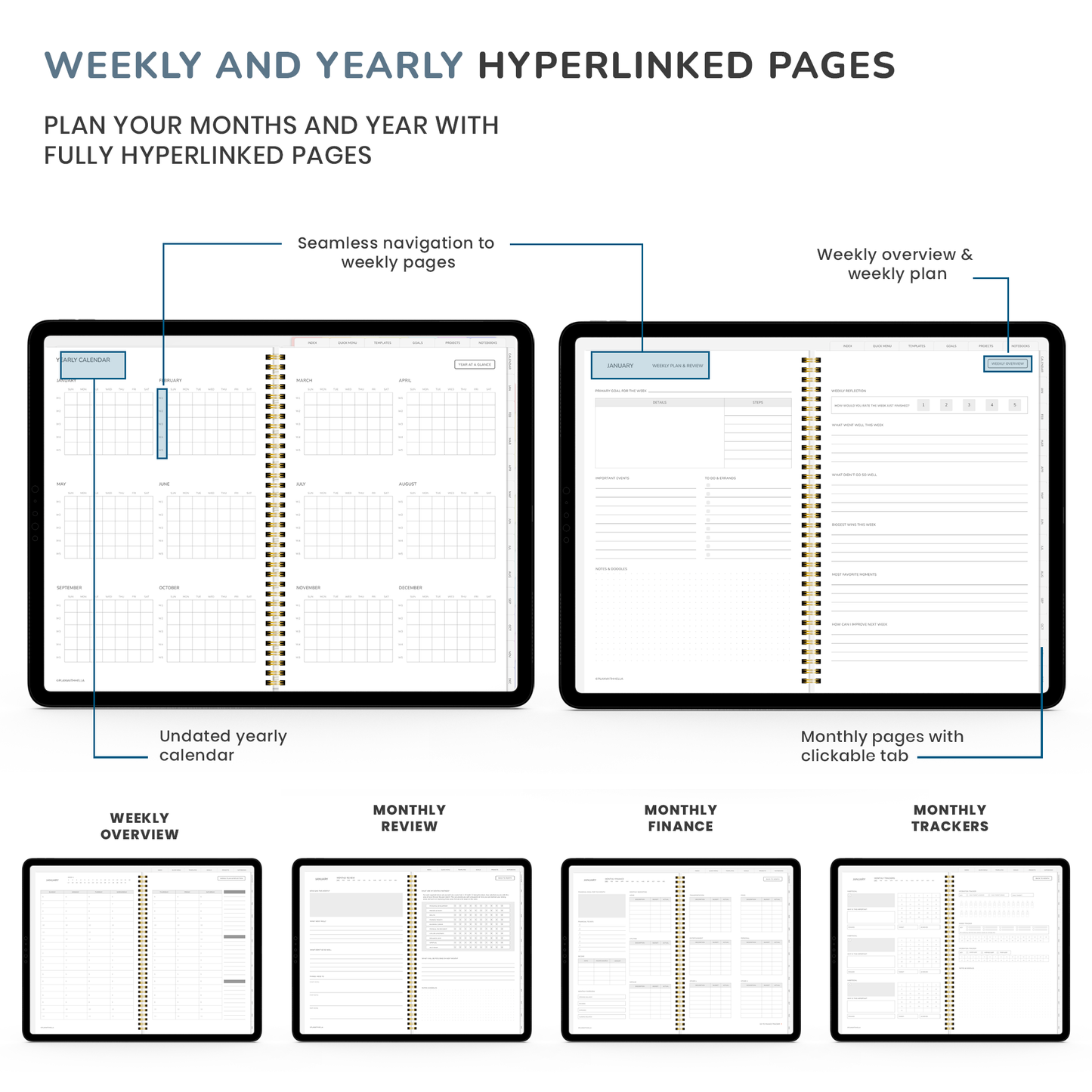 MODERN - NEUTRAL MINIMAL DIGITAL PLANNER - Digital Planner, Goodnotes Planner, iPad Planner, Notability Planner, Dated Digital Planner, 2023 2024 Undated Planner