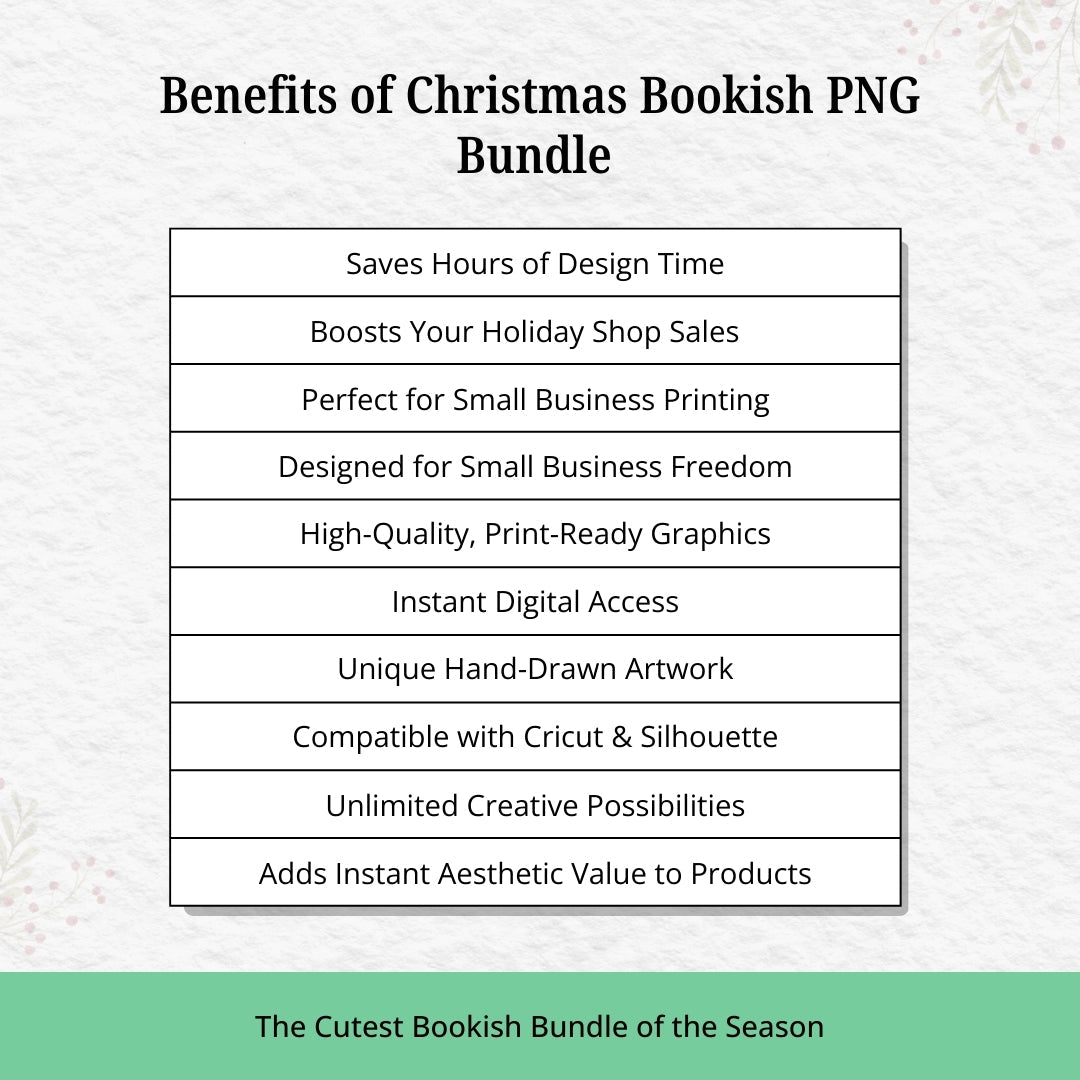 Christmas Bookish PNG Bundle – Cozy Book Lover Clipart Set