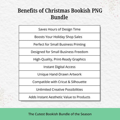 Christmas Bookish PNG Bundle – Cozy Book Lover Clipart Set