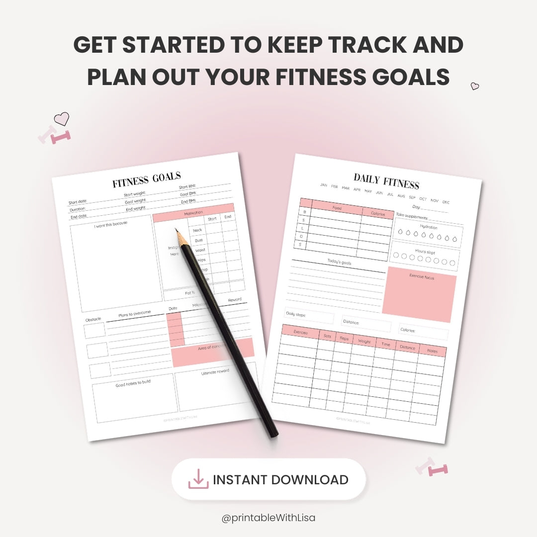 Fitness Planner Bundle Printable, Workout Planner, Weekly Fitness, Weight Loss Tracker, Daily Fitness, Letter