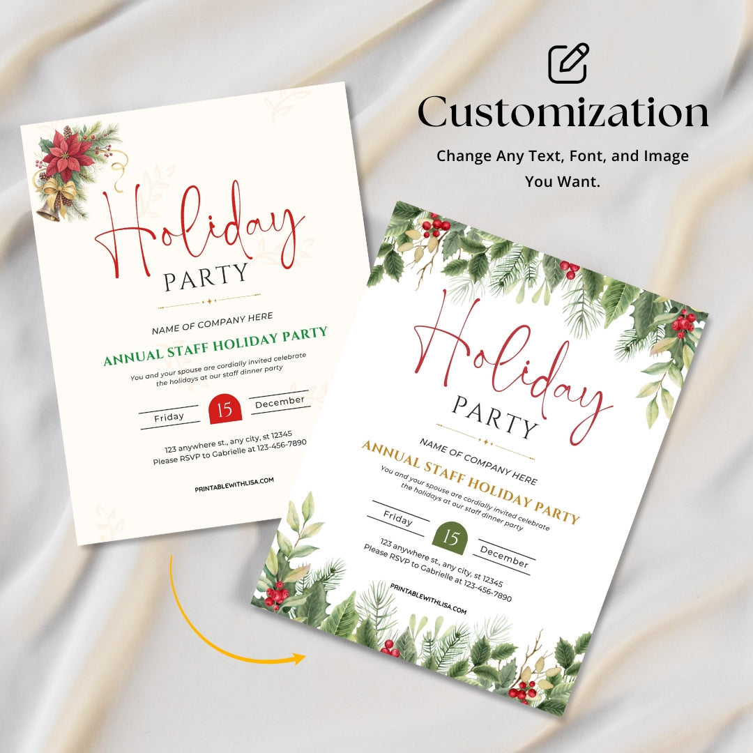 Holiday Party Invitation – Elegant Annual Staff Holiday Party Template