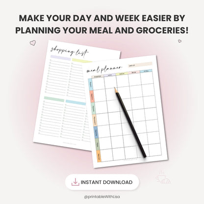 Meal Planner Printable, Meal Tracker, Food Journal