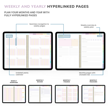 Digital Planner, Goodnotes Planner, iPad Planner, Notability Planner, Dated Digital Planner, 2023 2024 Undated Planner - RAINBOW