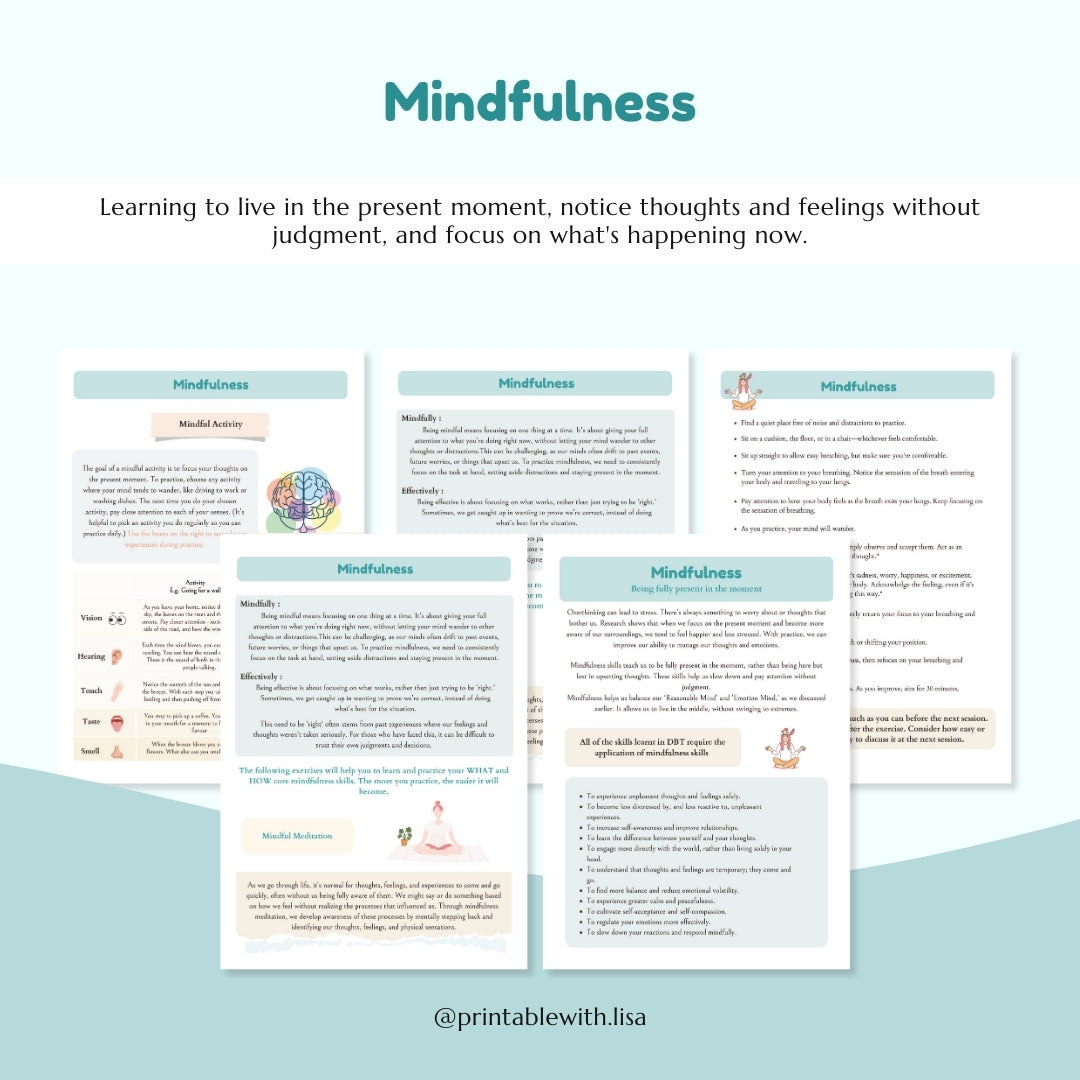 Neurodivergent Friendly DBT Skills, DBT Worksheets, DBT, Emotional Regulation, Neurodivergent, Autism, bpd, therapy worksheets, borderline