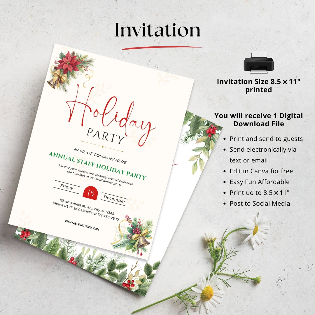 Holiday Party Invitation – Elegant Annual Staff Holiday Party Template