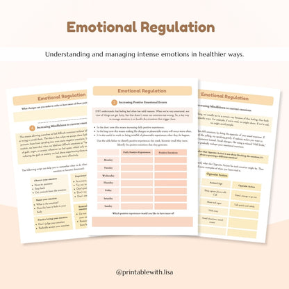 Neurodivergent Friendly DBT Skills, DBT Worksheets, DBT, Emotional Regulation, Neurodivergent, Autism, bpd, therapy worksheets, borderline