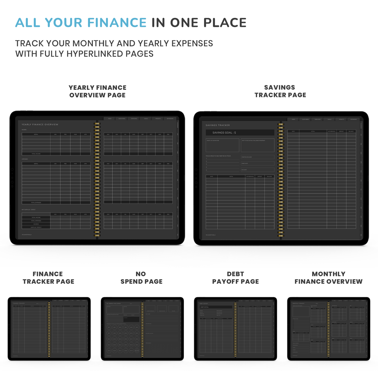 Dark Mode Digital Planner, Goodnotes Planner, iPad Planner, Notability Planner, Dated Digital Planner, 2023 2024 Undated Planner