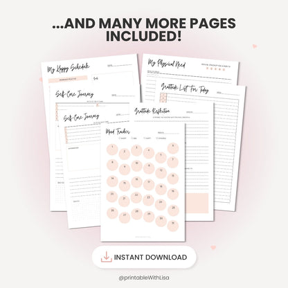 Self-Care Planner Printable, Self Love Worksheet, Self-Love Journal, Mental Health Worksheet