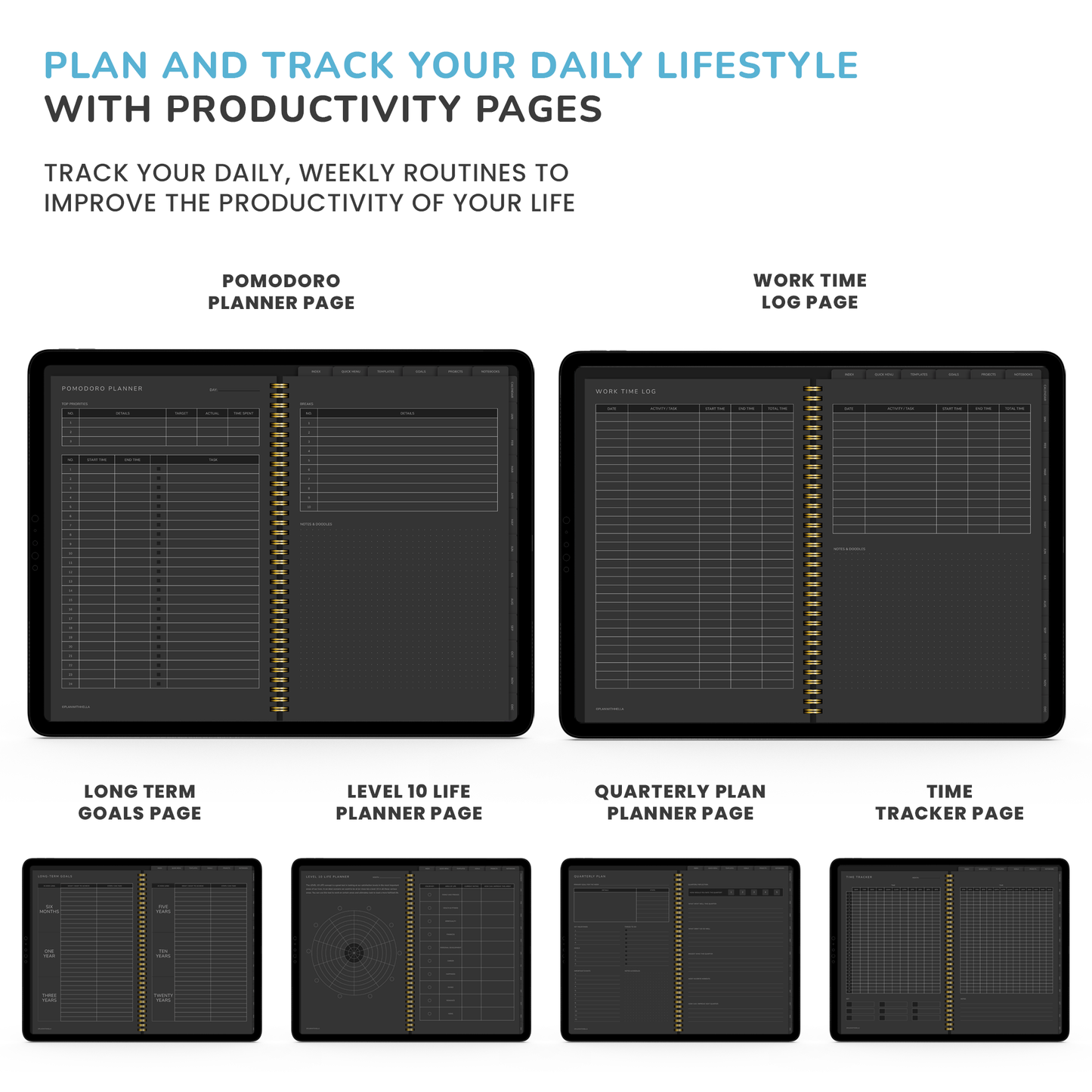 Dark Mode Digital Planner, Goodnotes Planner, iPad Planner, Notability Planner, Dated Digital Planner, 2023 2024 Undated Planner