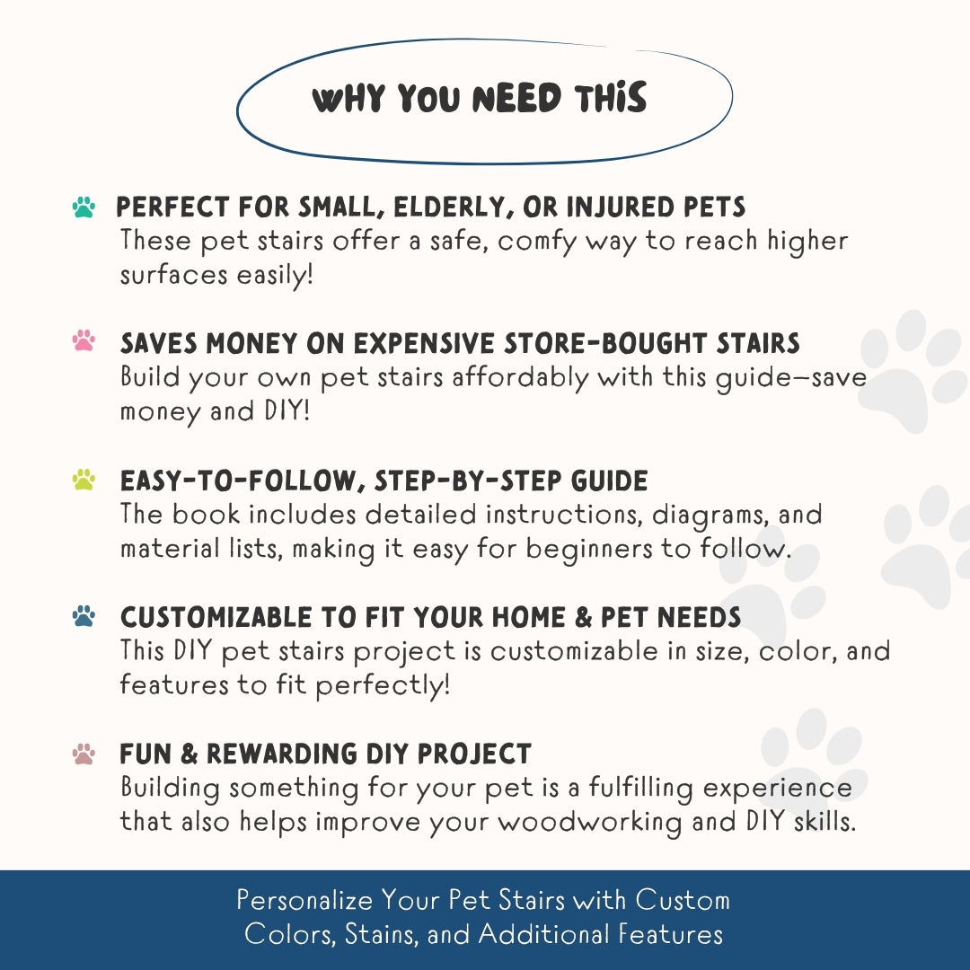 DIY Pet Stairs & Steps Blueprint | 37+ Page Build Guide | Step-by-Step Plans for Dogs & Cats