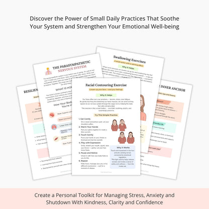 Nervous System Regulation Workbook, Somatic Exercise Polyvagal Theory Ladder Vagus Vagal Nerve Therapy Techniques Worksheets Co-regulation