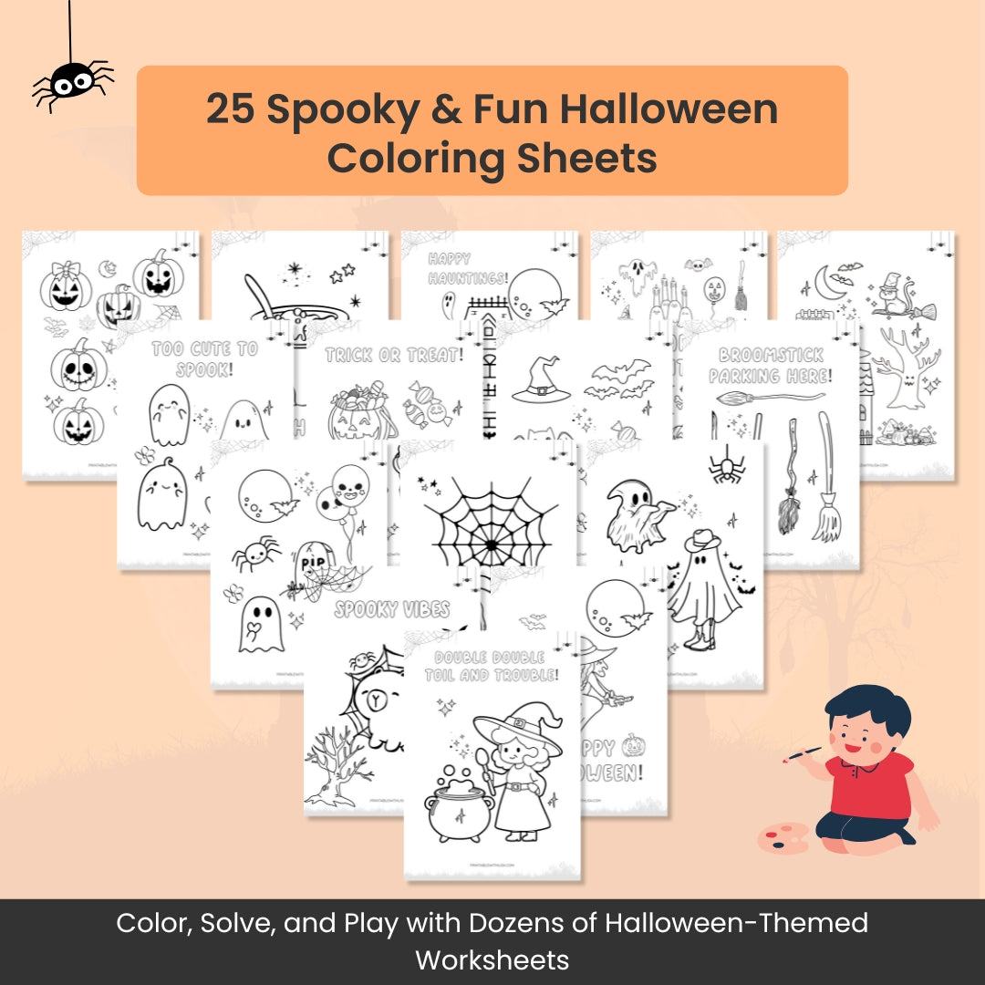 Halloween Activity & Coloring Bundle for Kids – 55+ Fun Learning Pages