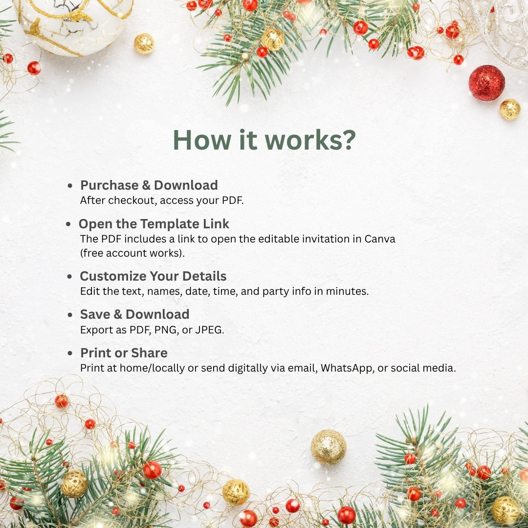 Cozy Christmas Party Invitation Template – Winter Cottage Holiday Invite