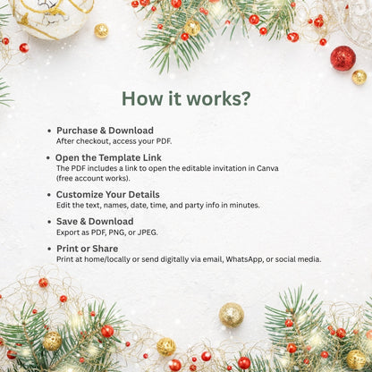 Cozy Christmas Party Invitation Template – Winter Cottage Holiday Invite