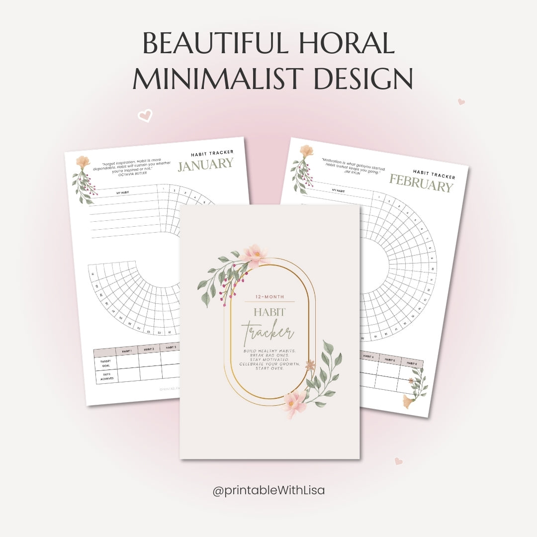 Circle Daily Habit Tracker – 12-Month Watercolor Habit Planner for Goal Tracking