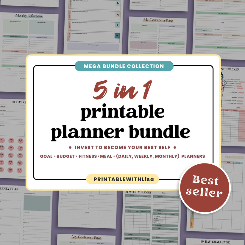 5 IN 1 Printable Planner Bundle - Printevia (Demo-2)