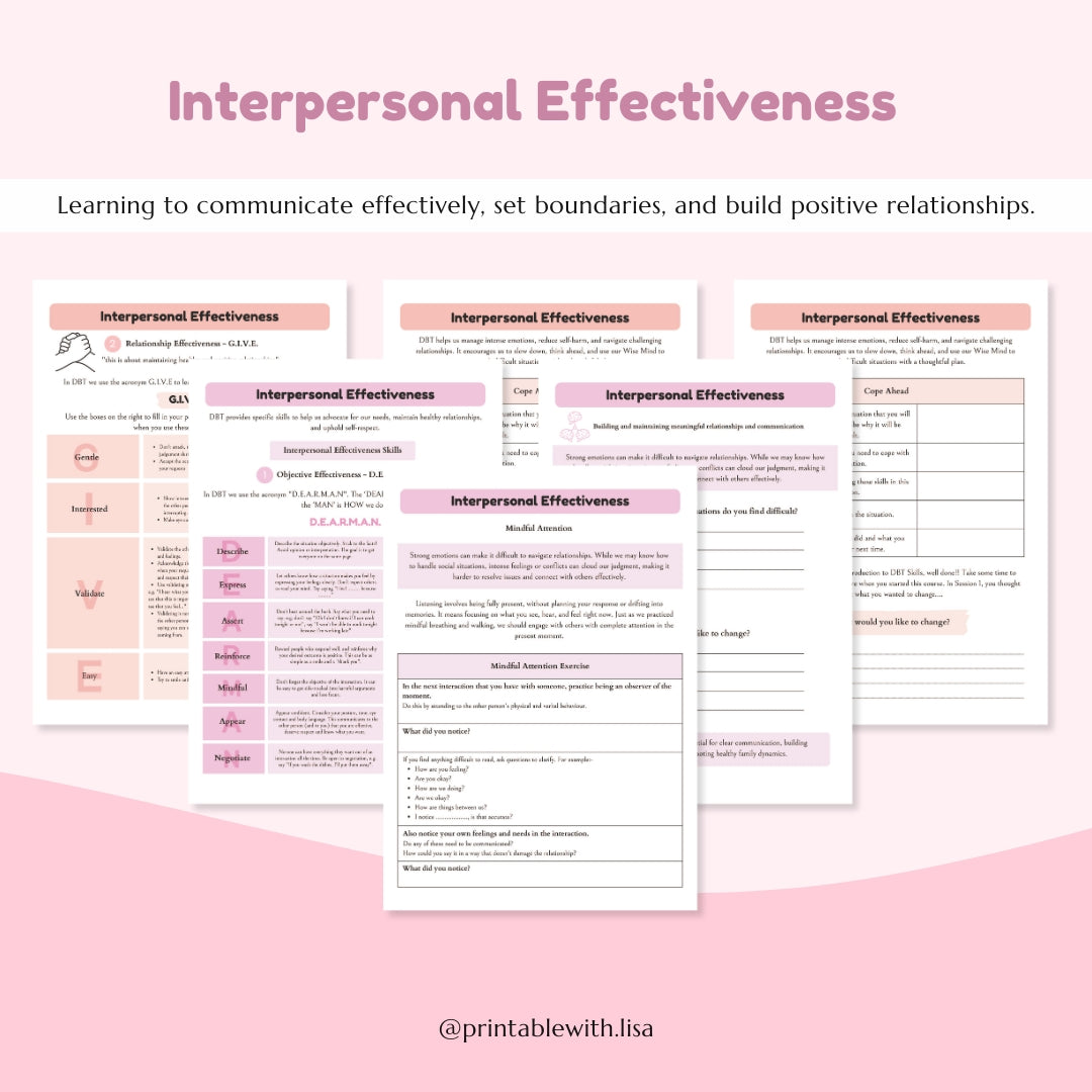 Neurodivergent Friendly DBT Skills, DBT Worksheets, DBT, Emotional Regulation, Neurodivergent, Autism, bpd, therapy worksheets, borderline