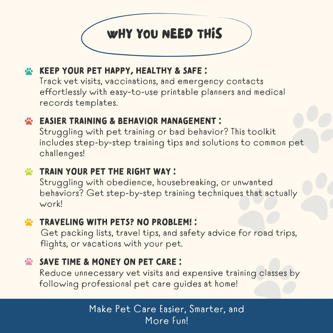 The Ultimate Pet Care Toolkit – 150+ Pages of Editable Planners, Guides & Checklists