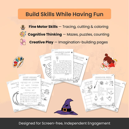 Halloween Activity & Coloring Bundle for Kids – 55+ Fun Learning Pages