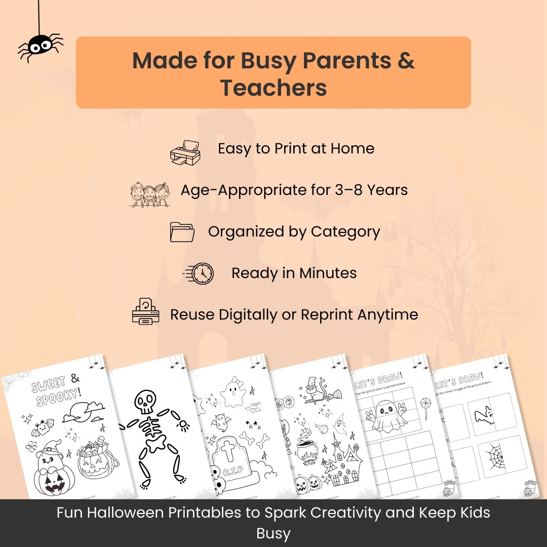 Halloween Activity & Coloring Bundle for Kids – 55+ Fun Learning Pages