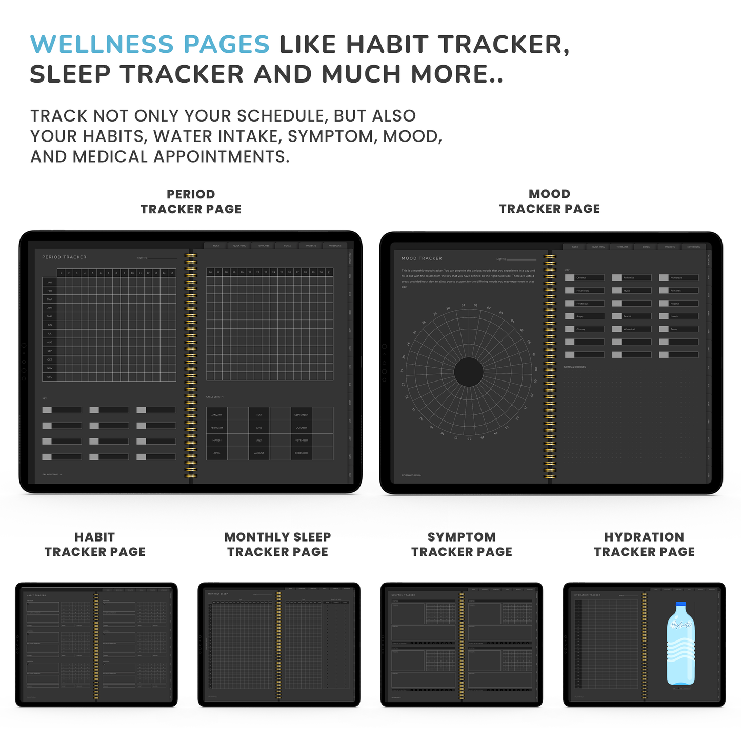 Dark Mode Digital Planner, Goodnotes Planner, iPad Planner, Notability Planner, Dated Digital Planner, 2023 2024 Undated Planner