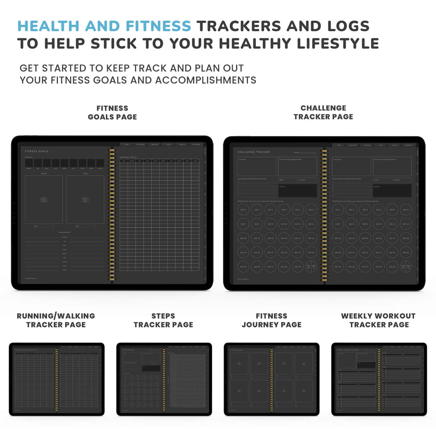 Dark Mode Digital Planner, Goodnotes Planner, iPad Planner, Notability Planner, Dated Digital Planner, 2023 2024 Undated Planner
