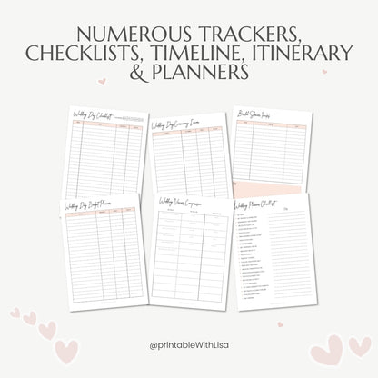 Wedding Planner | 34 Page Printable Wedding Organizer for Bride & Groom, Checklist, Budget & Timeline