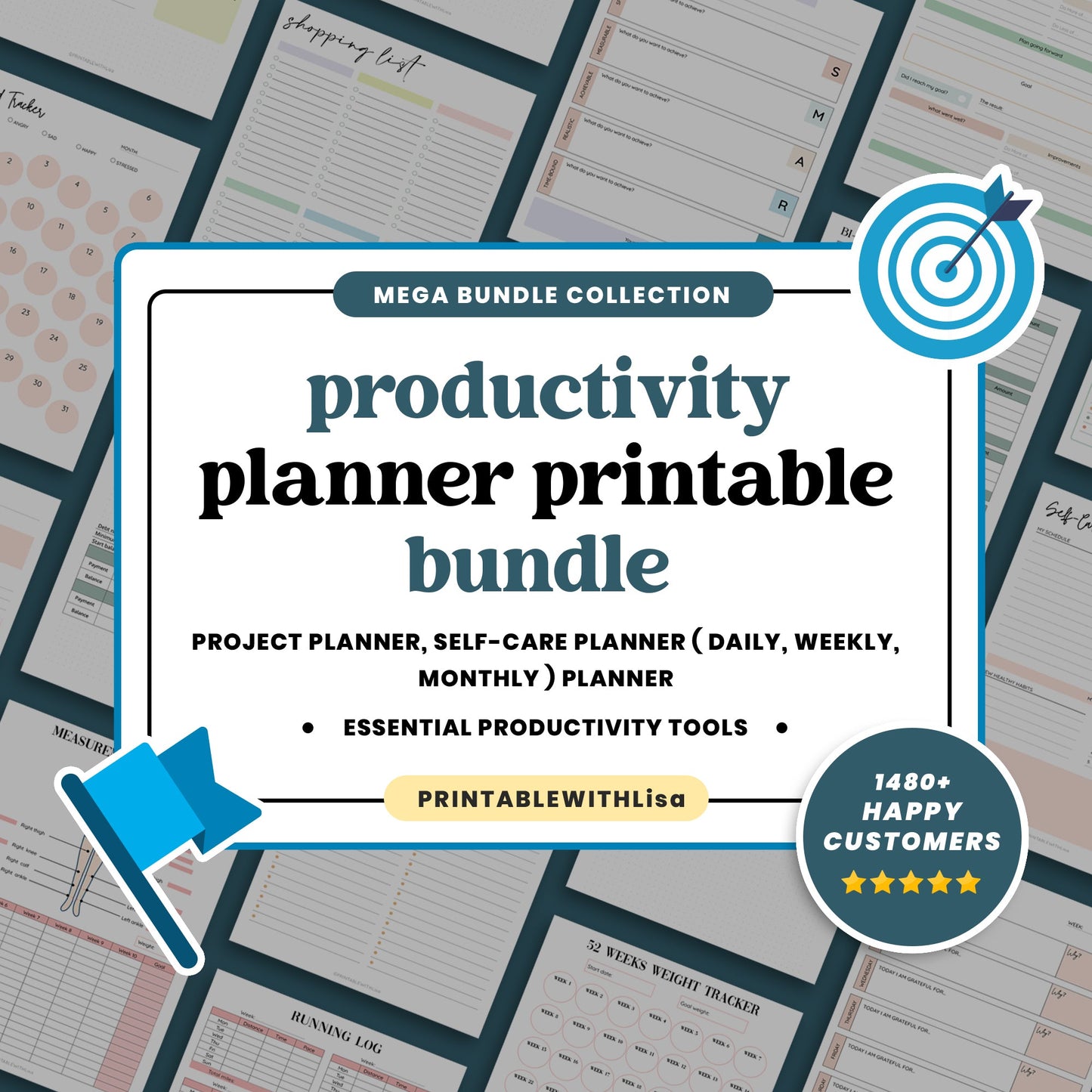 Productivity Planner Printable Bundle - PRINTABLEWITHLisa