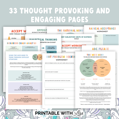 Dbt Worksheet Bundle, Dbt Therapy, Dbt Skills, Therapy Worksheets, Therapy Tools, Therapy Resources, Counselling Resources