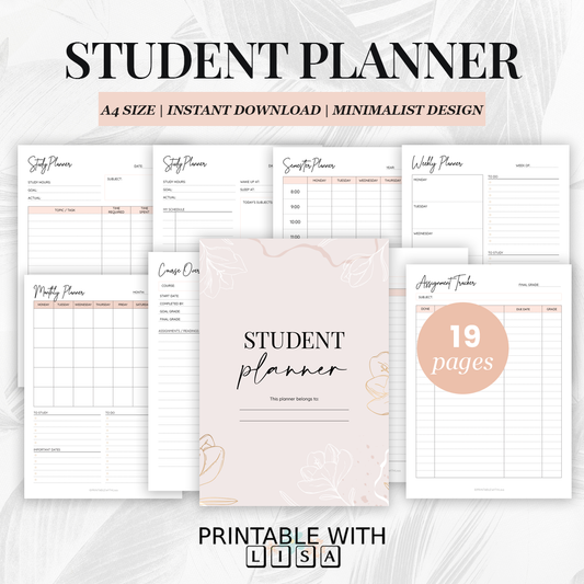 Student Planner Printable - Organizer for Study, Assignments & Time Management