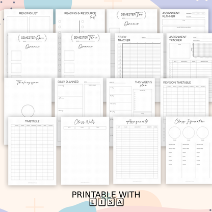 Bullet Journal Student Planner, Printable BUJO