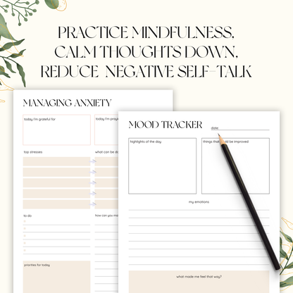 Mental Health Journal, Anxiety Diary, Self Care Planner, DBT Journal, Anxiety Journal, Depression Journal Therapy