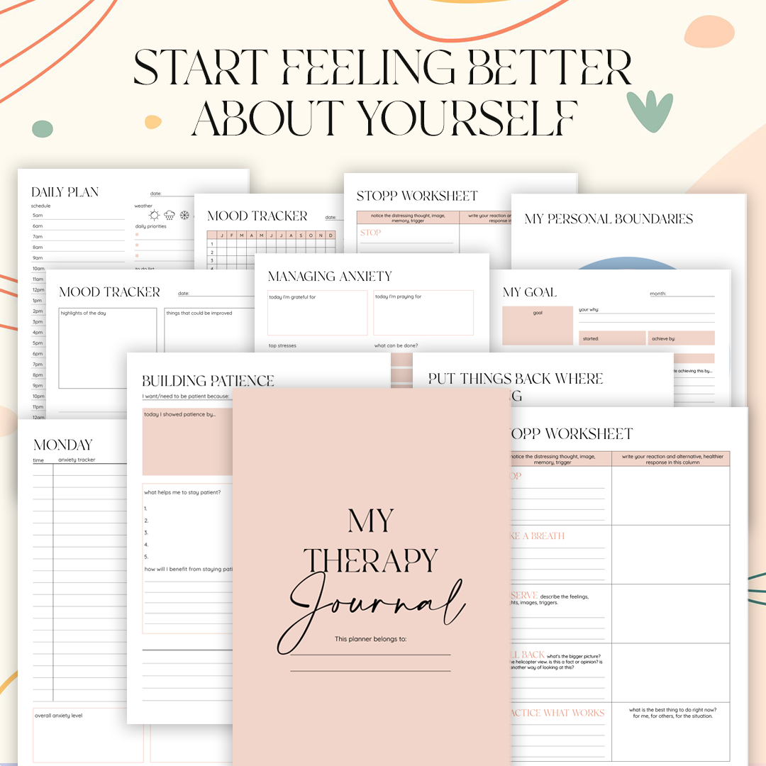 Anxiety Journal, Mental Health Journal, Anxiety Diary, Self Care Planner, DBT Journal